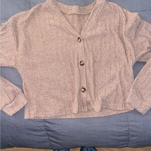 SHEIN Beige Long Sleeve Button-Up Top